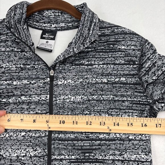 Nike Pro Half Zip Sweatshirt Size M Black Print Dri-Fit Pullover Thumbholes - Picture 8 of 11